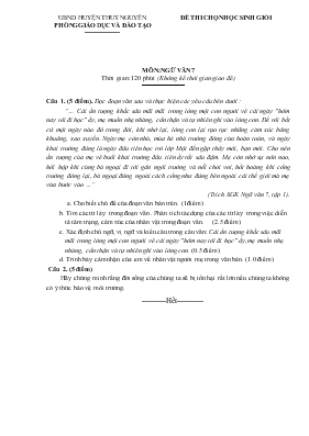 Đề thi chọn học sinh giỏi môn Ngữ văn 7 - UBND huyện Thuỷ Nguyên - Phòng giáo dục và đào tạo
